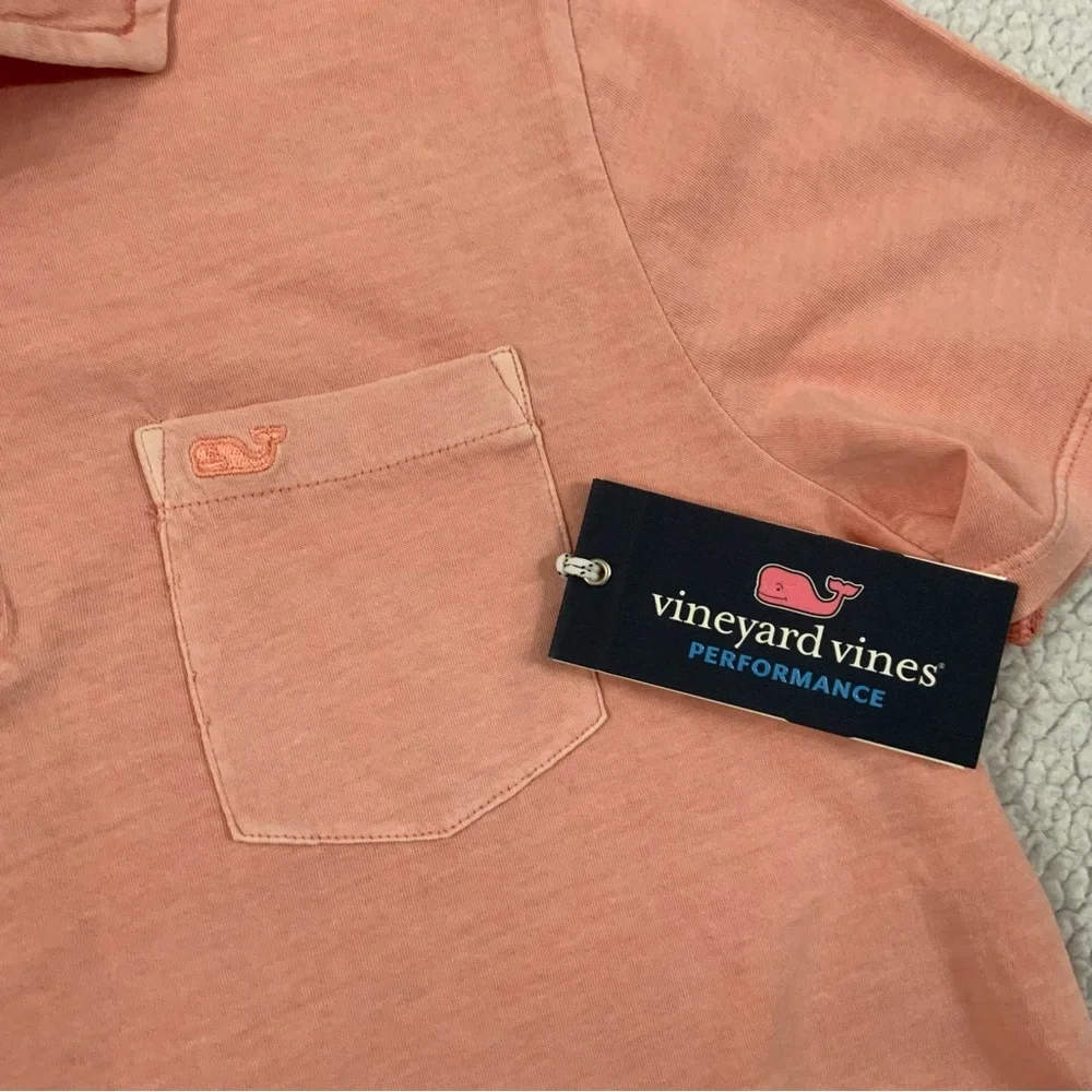Vineyard Vines Performance Polo Shirt Boy’s L Pink Polo 100% Cotton Pocket New